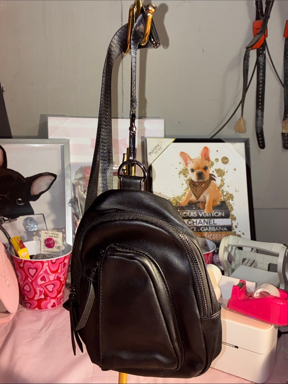Summer & Rose Black Mini Leather Backpack Purse
